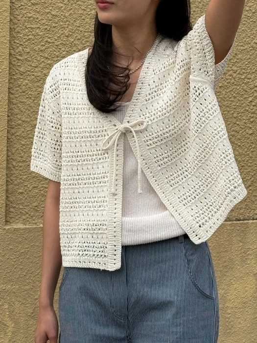 Peanut Pointelle Cardigan