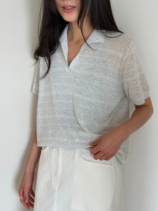 Romance Striped Collar Knit Top