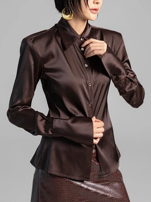 Classic Slim-Fit Satin Shirt Classic Slim-Fit Satin Shirt