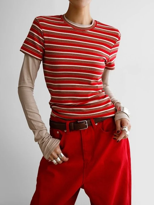 Soft Ribbed Stripe Tee