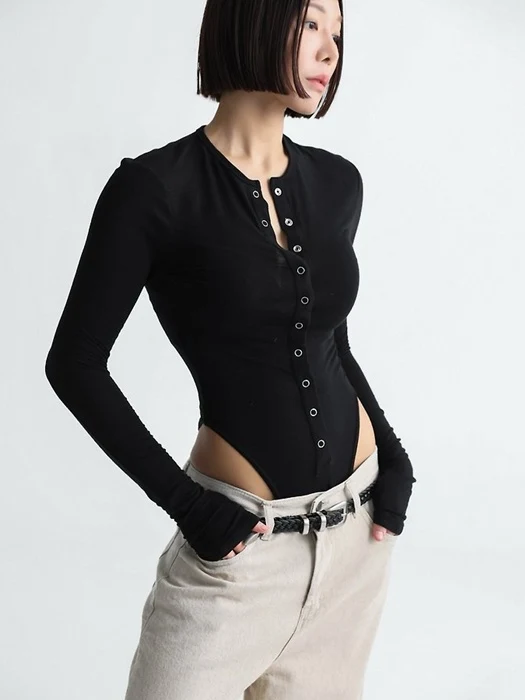 Ring Snap-Button Detail Bodysuit Ring Snap-Button Detail Bodysuit