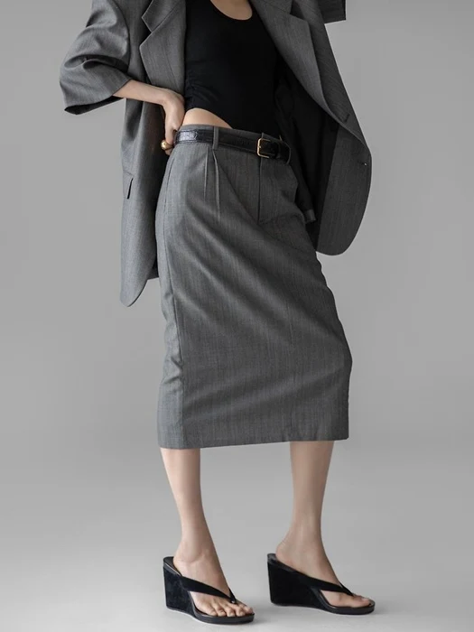 Summer Wool Pintuck Pencil Skirt Summer Wool Pintuck Pencil Skirt