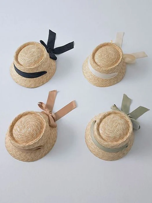 Round Ribbon Straw Hat Round Ribbon Straw Hat