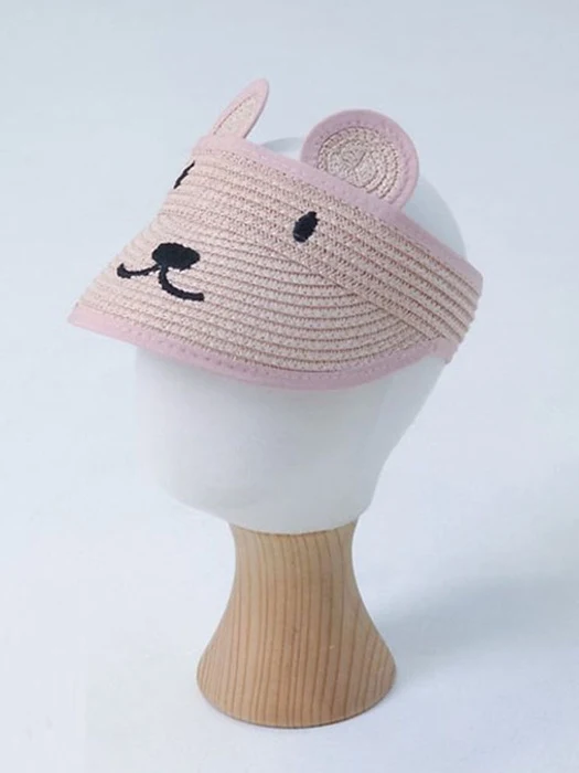 Bear Raffia Roll-Up Sun Cap S