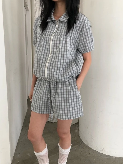 Check Shirring Jumper Check Shirring Jumper