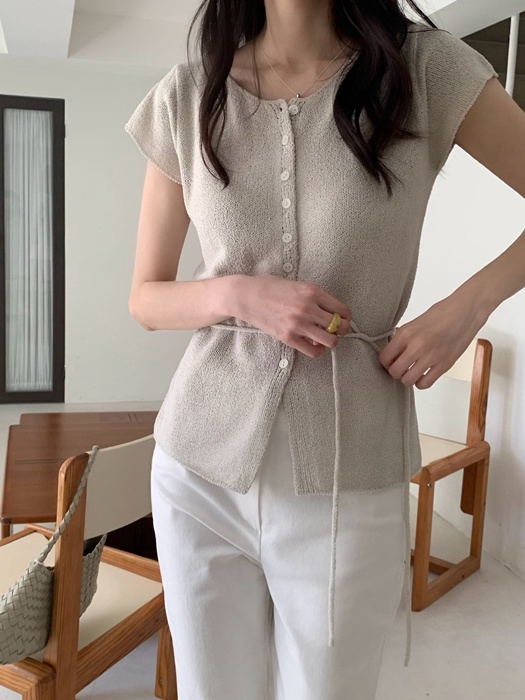 Rave Short-Sleeve Strap Knit Top