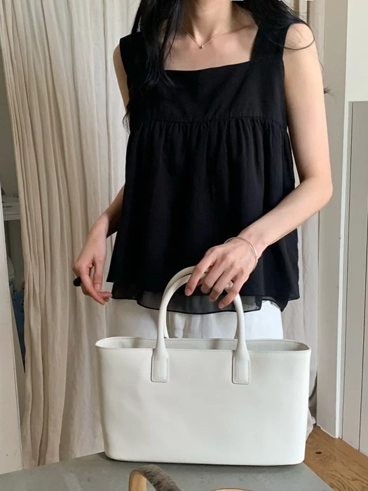 Falling Square-Neck Sleeveless Blouse