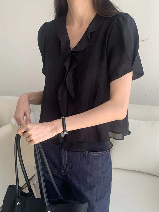 Mori Pintuck Frill Blouse