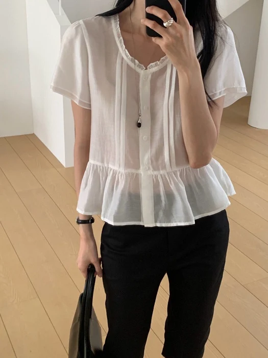 Sherbet Frill Pintuck Blouse