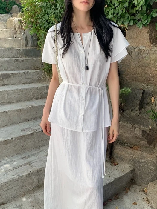 Muse Nylon Shirring Blouse