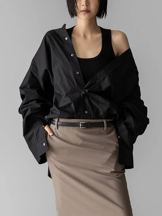 Maxi Oversized Padded-Shoulder Cotton Button-Down Shirt Maxi Oversized Padded-Shoulder Cotton Button-Down Shirt