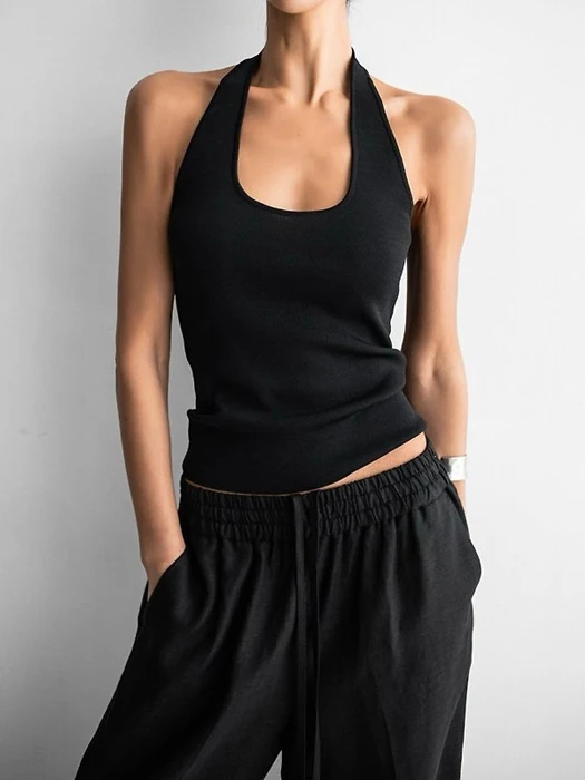 Classic Halter Neck Knit Top