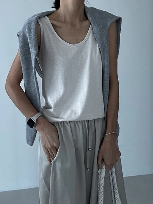 Scoop Neck Mercerized Sleeveless Top