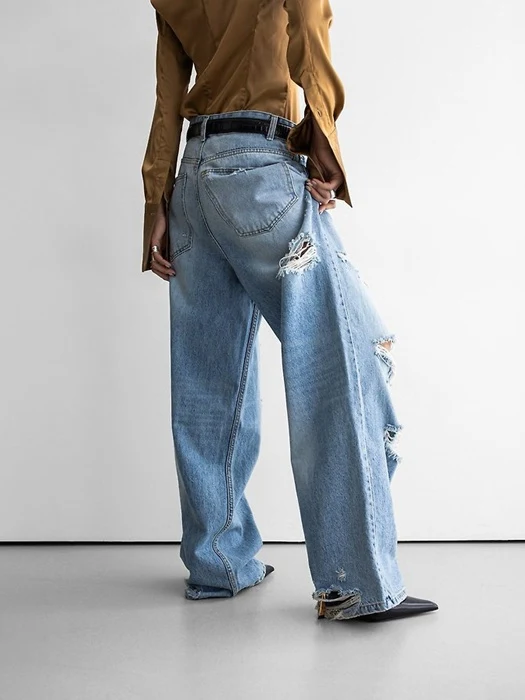 Vintage Distressed Wide-Leg Denim Vintage Distressed Wide-Leg Denim