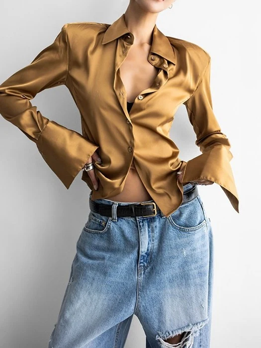 Classic Slim-Fit Satin Shirt