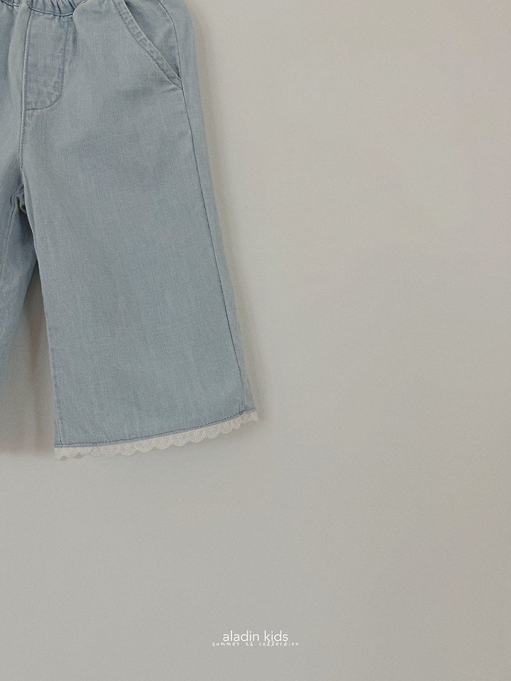 Aladin - Korean Children Fashion - #kidsshorts - Lace Denim Pants - 4