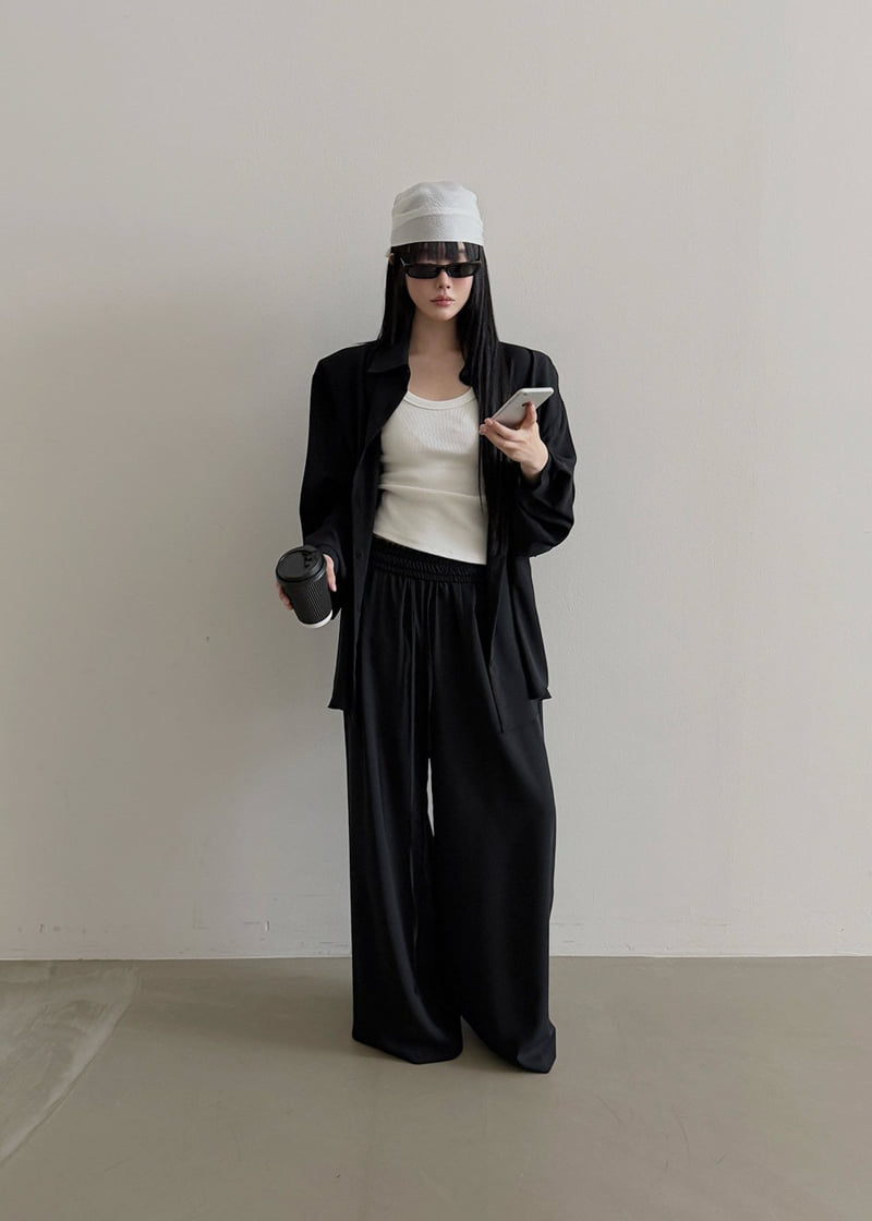 Amood - Korean Women Fashion - #momslook - Brime Shirt Set - 3