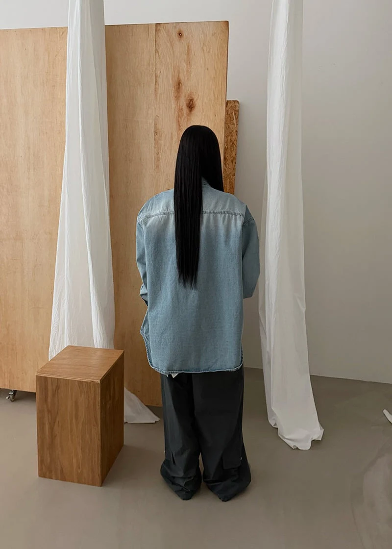 Amood - Korean Women Fashion - #momslook - Brushed Denim Shirt - 5