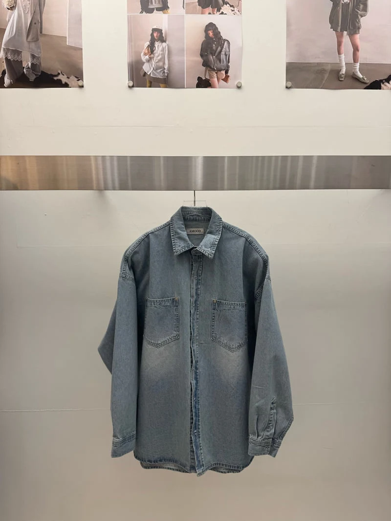 Amood - Korean Women Fashion - #momslook - Brushed Denim Shirt - 7