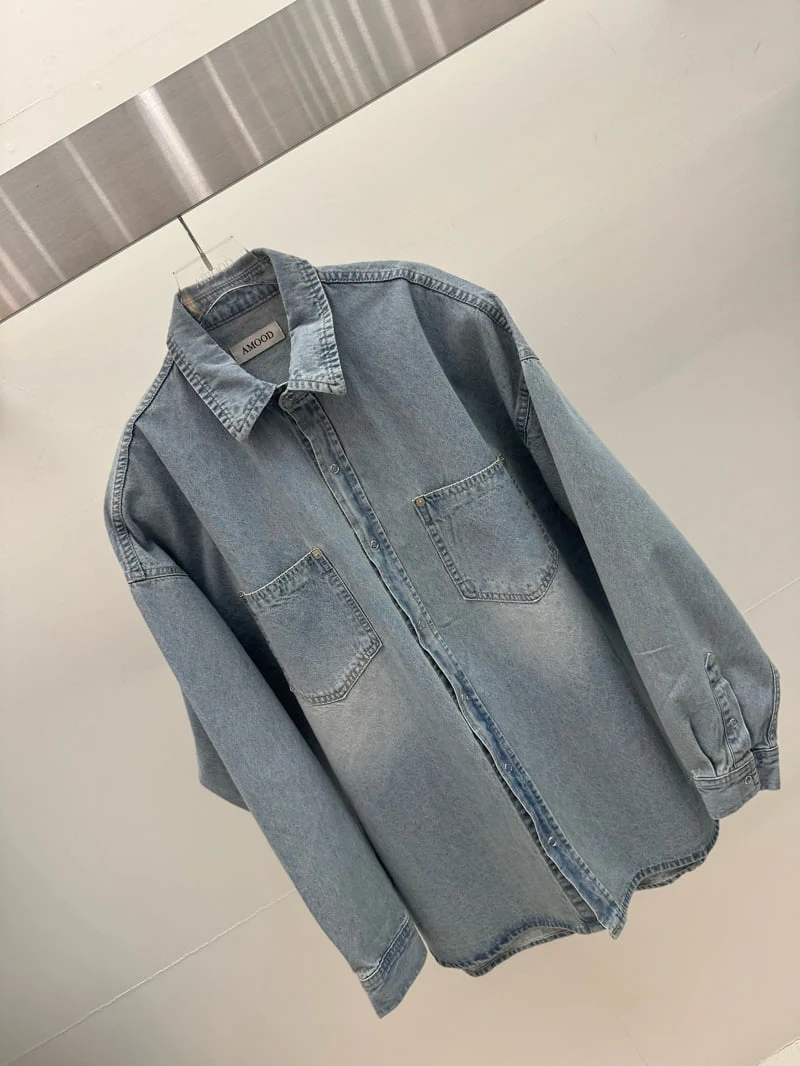 Amood - Korean Women Fashion - #momslook - Brushed Denim Shirt - 9