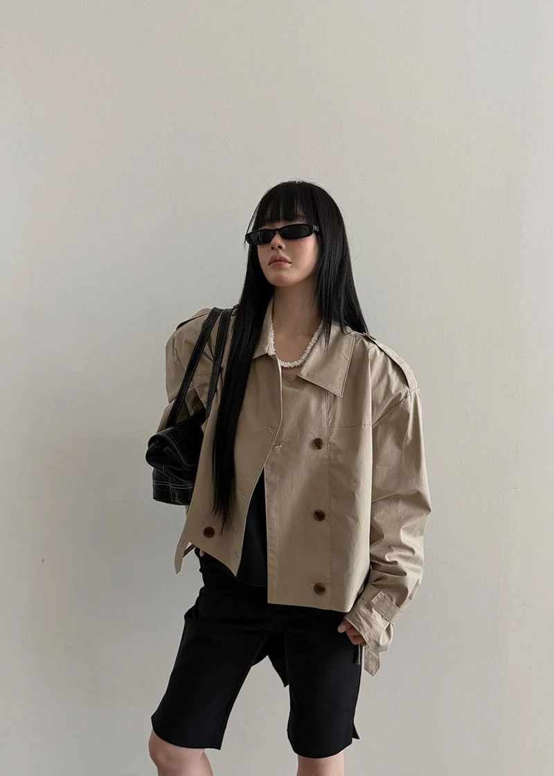 Amood - Korean Women Fashion - #romanticstyle - Classic Short Trench Coat - 4