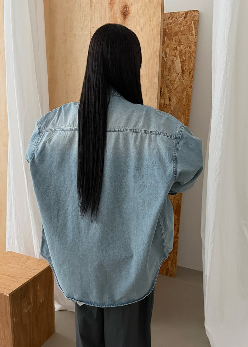 Amood - Korean Women Fashion - #womensfashion - Brushed Denim Shirt - 6