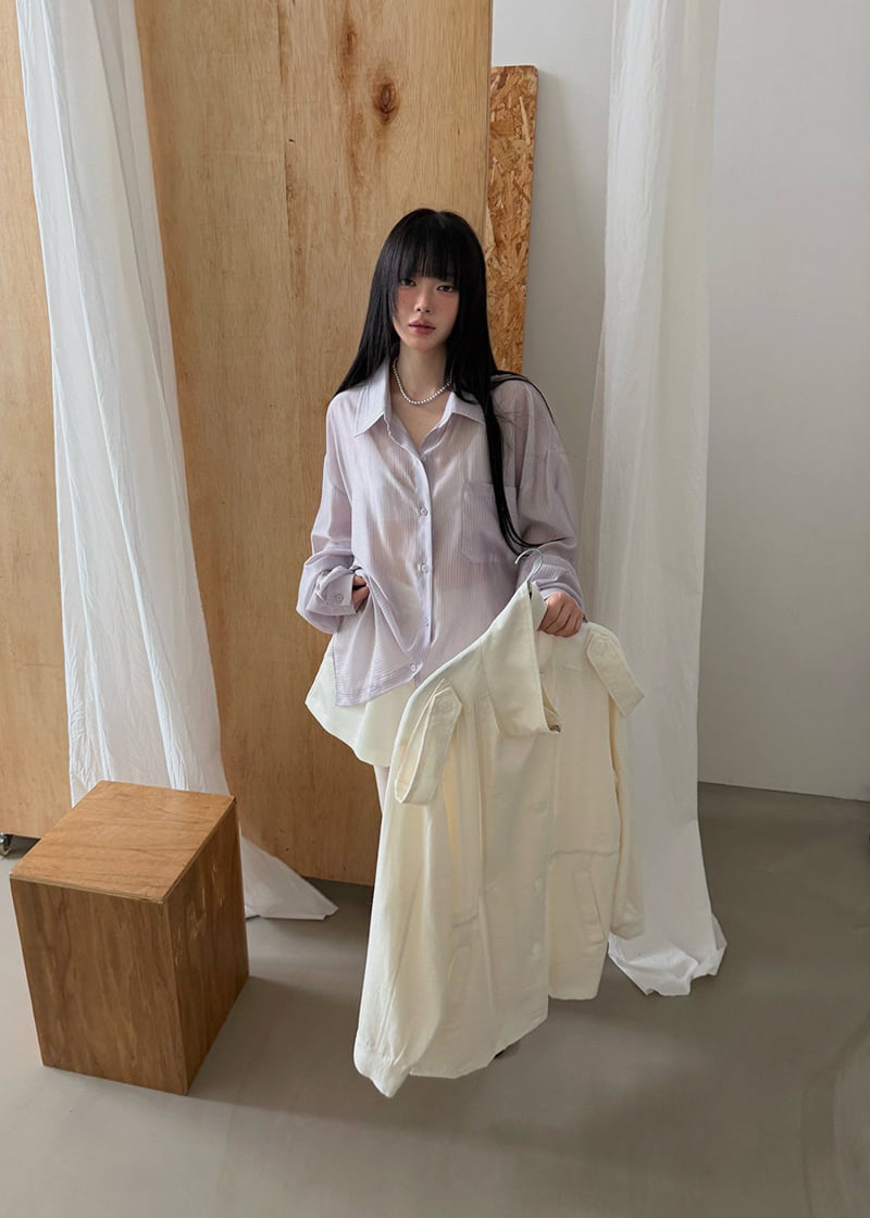 Amood - Korean Women Fashion - #womensfashion - Striped Belted Shirt - 9