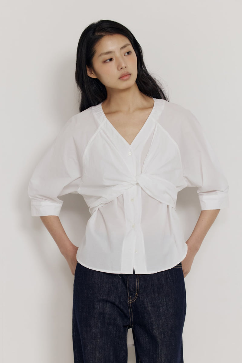 Amygrace - Korean Women Fashion - #momslook - Wrap V-Neck Blouse