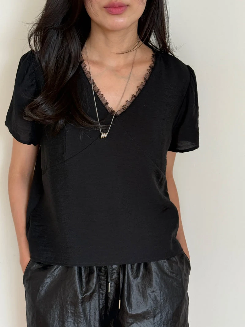 Amygrace - Korean Women Fashion - #momslook - Blossom V-Neck Blouse
