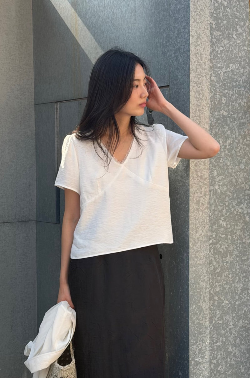 Amygrace - Korean Women Fashion - #momslook - Blossom V-Neck Blouse - 7