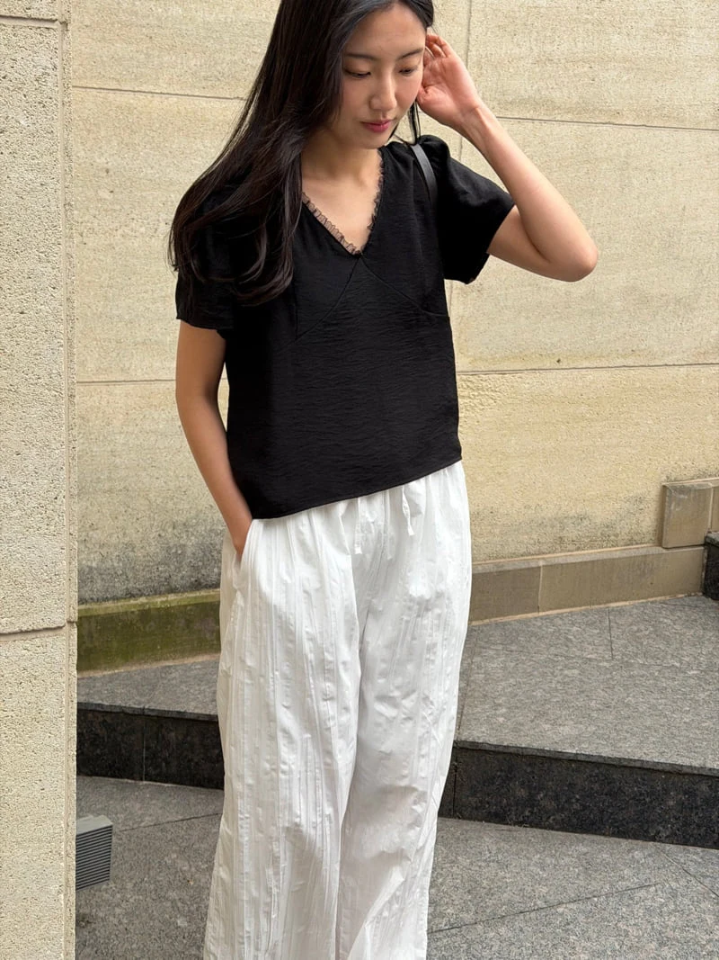 Amygrace - Korean Women Fashion - #momslook - Blossom V-Neck Blouse - 9