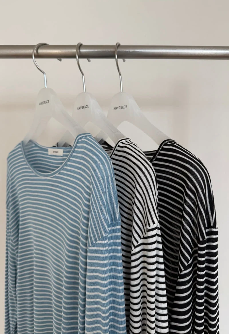 Amygrace - Korean Women Fashion - #momslook - Bibi Striped Summer Tee