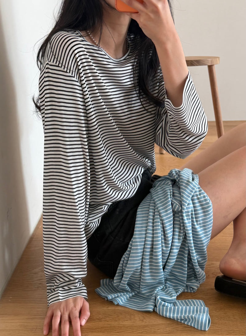 Amygrace - Korean Women Fashion - #momslook - Bibi Striped Summer Tee - 5
