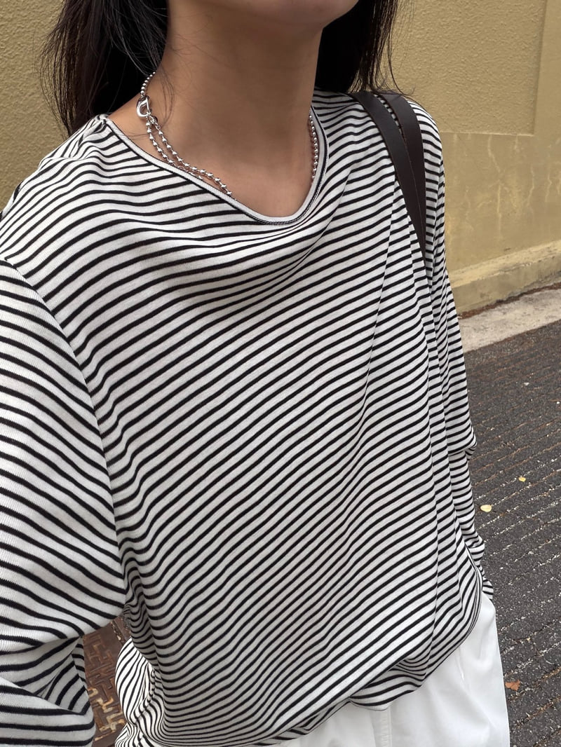 Amygrace - Korean Women Fashion - #momslook - Bibi Striped Summer Tee - 8