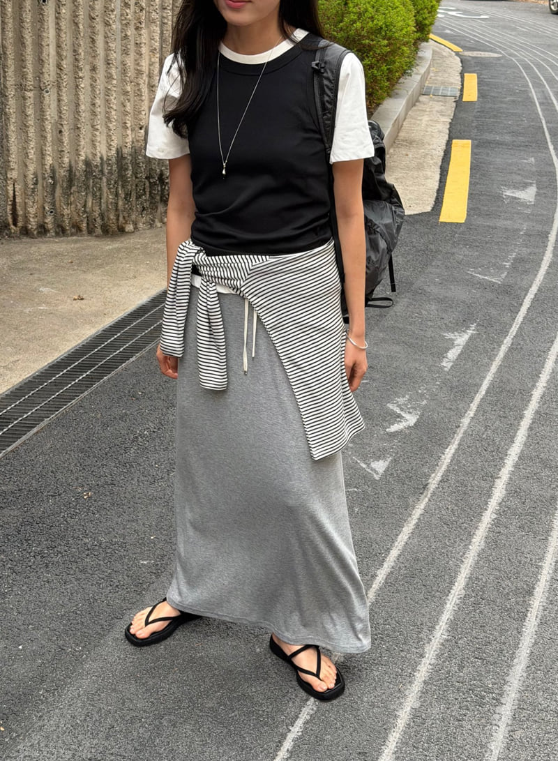 Amygrace - Korean Women Fashion - #momslook - Bear Rayon Elastic-Waist Skirt - 2