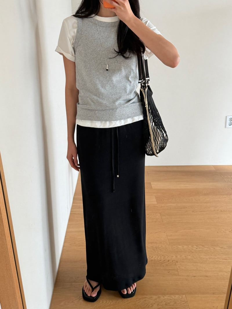 Amygrace - Korean Women Fashion - #womensfashion - Bear Rayon Elastic-Waist Skirt - 4