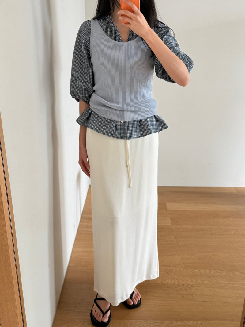 Amygrace - Korean Women Fashion - #momslook - Bear Rayon Elastic-Waist Skirt - 7
