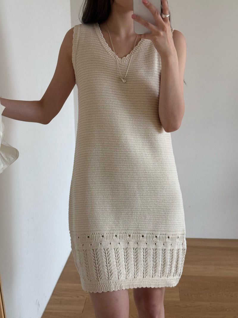 Amygrace - Korean Women Fashion - #momslook - Cone Knit One-piece