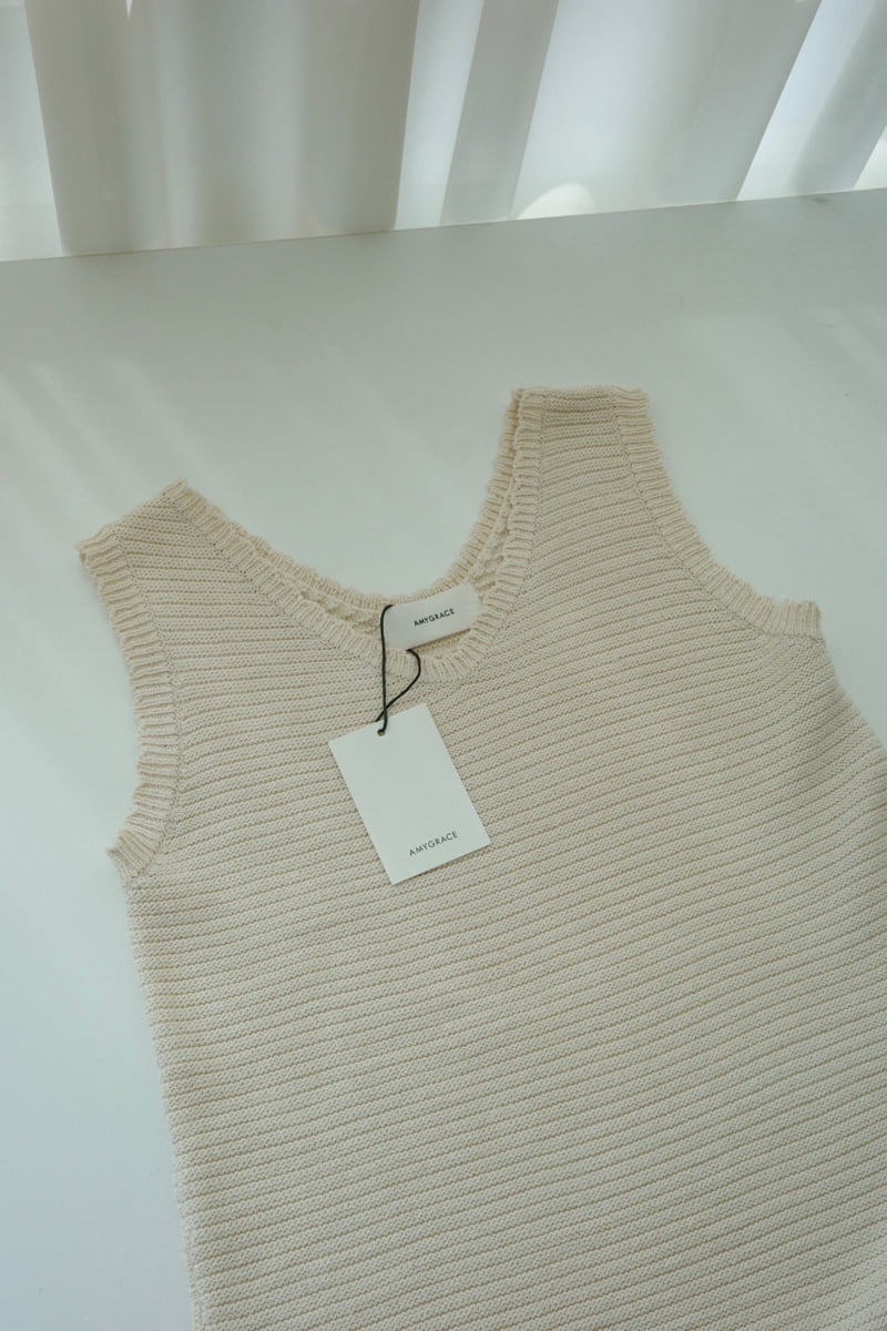 Amygrace - Korean Women Fashion - #momslook - Cone Knit One-piece - 3