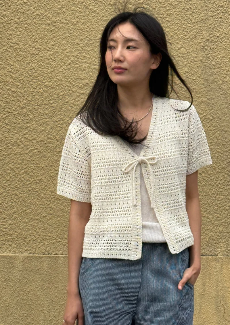 Amygrace - Korean Women Fashion - #momslook - Peanut Pointelle Cardigan - 2
