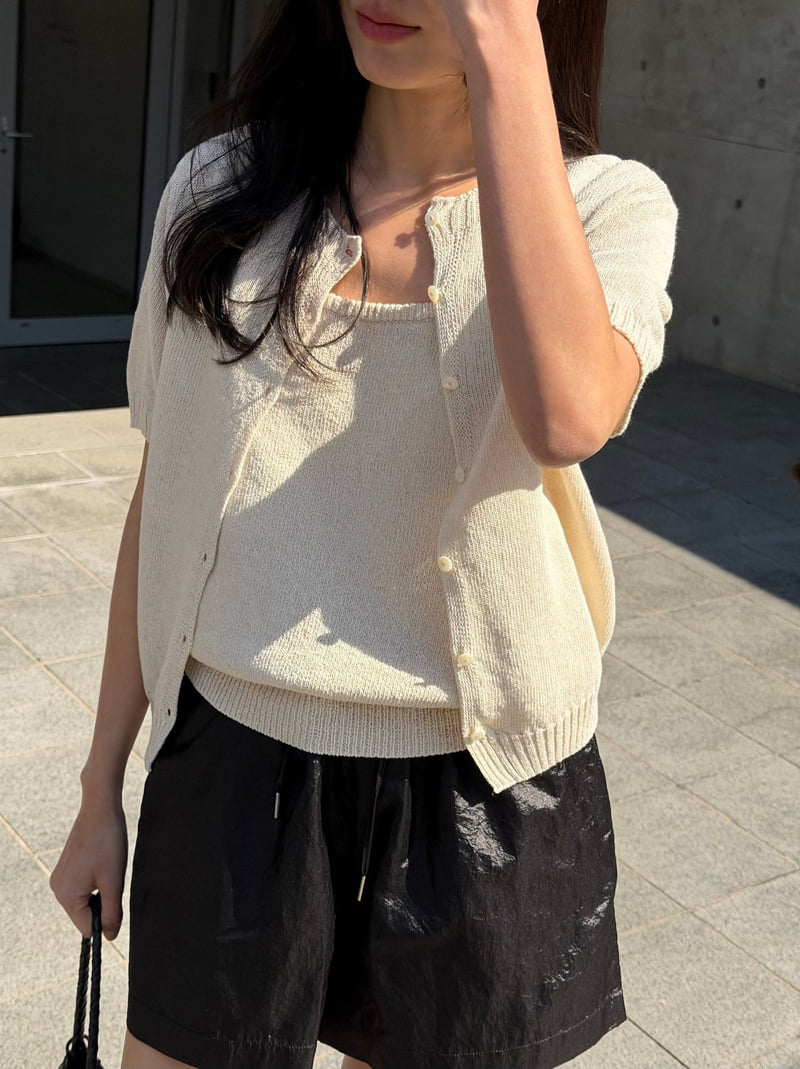 Amygrace - Korean Women Fashion - #momslook - Natural Knit Sleeveless Top - 2