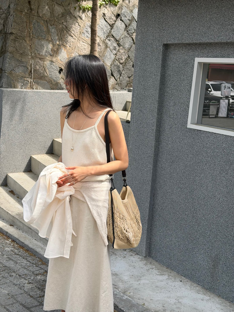 Amygrace - Korean Women Fashion - #womensfashion - Natural Knit Sleeveless Top - 4