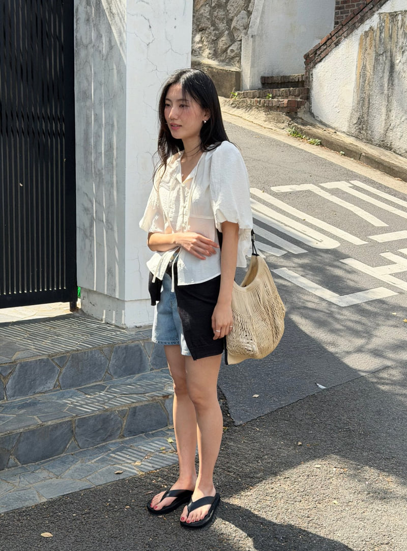Amygrace - Korean Women Fashion - #momslook - Bell Puff Blouse - 10