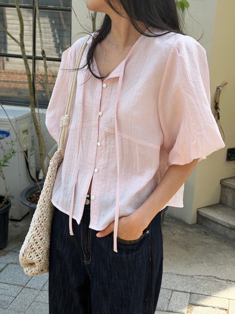 Amygrace - Korean Women Fashion - #momslook - Bell Puff Blouse - 12