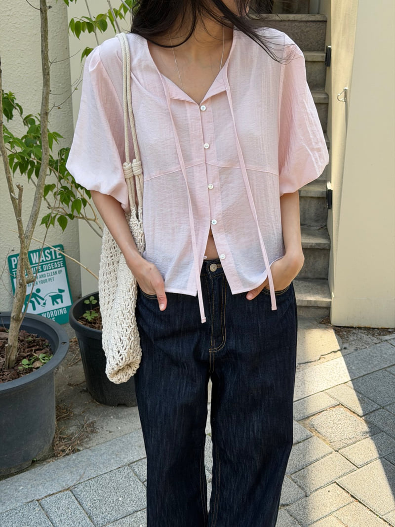 Amygrace - Korean Women Fashion - #womensfashion - Bell Puff Blouse - 4