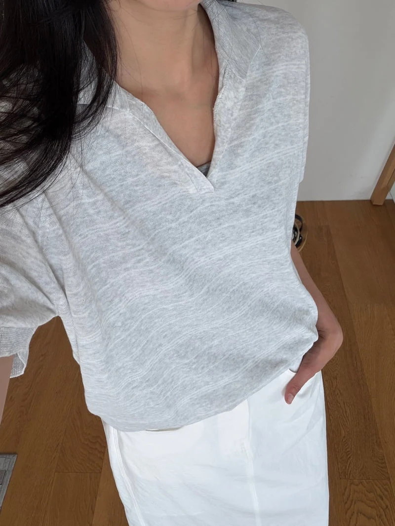 Amygrace - Korean Women Fashion - #momslook - Romance Striped Collar Knit Top - 7