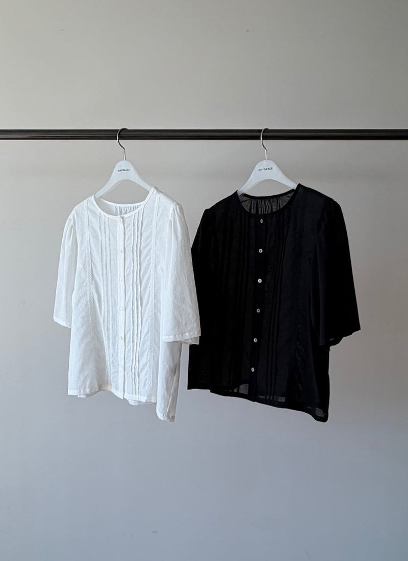 Amygrace - Korean Women Fashion - #momslook - Soft Pintuck Lace Blouse - 2
