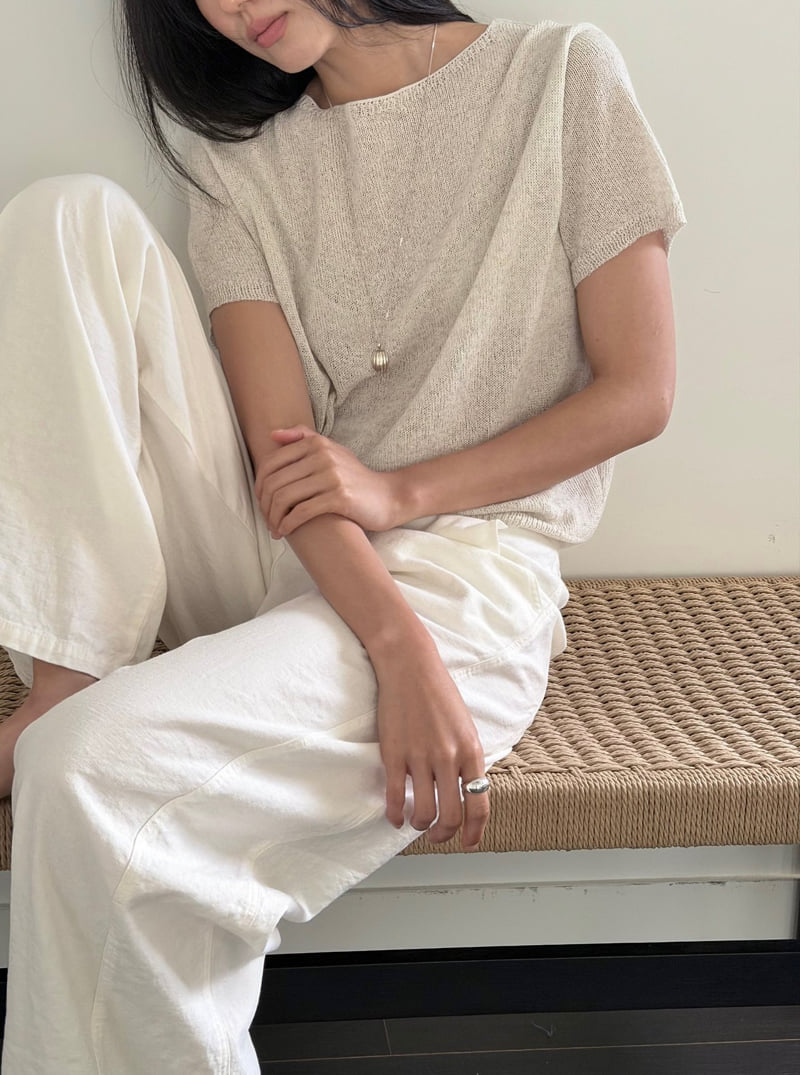 Amygrace - Korean Women Fashion - #momslook - Salt Linen Boat-Neck Knit Top