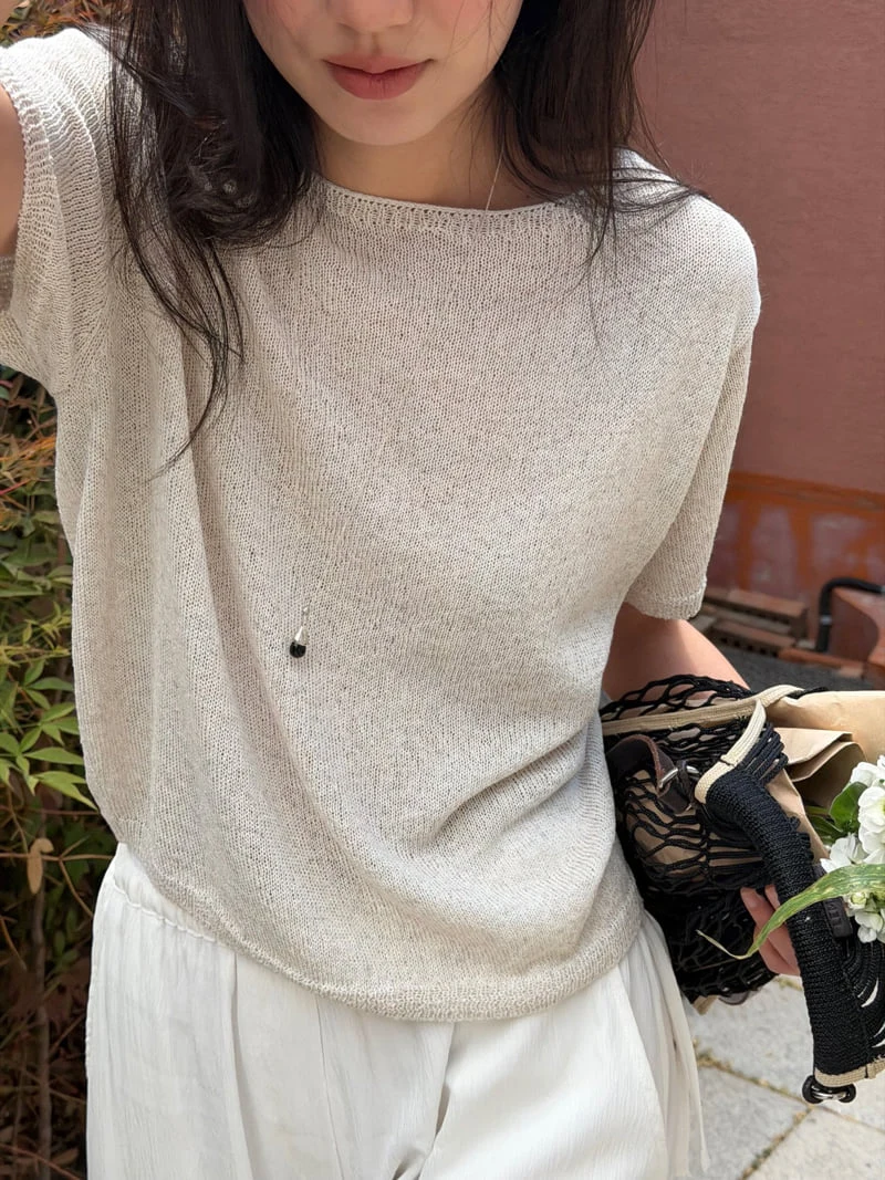 Amygrace - Korean Women Fashion - #momslook - Salt Linen Boat-Neck Knit Top - 5