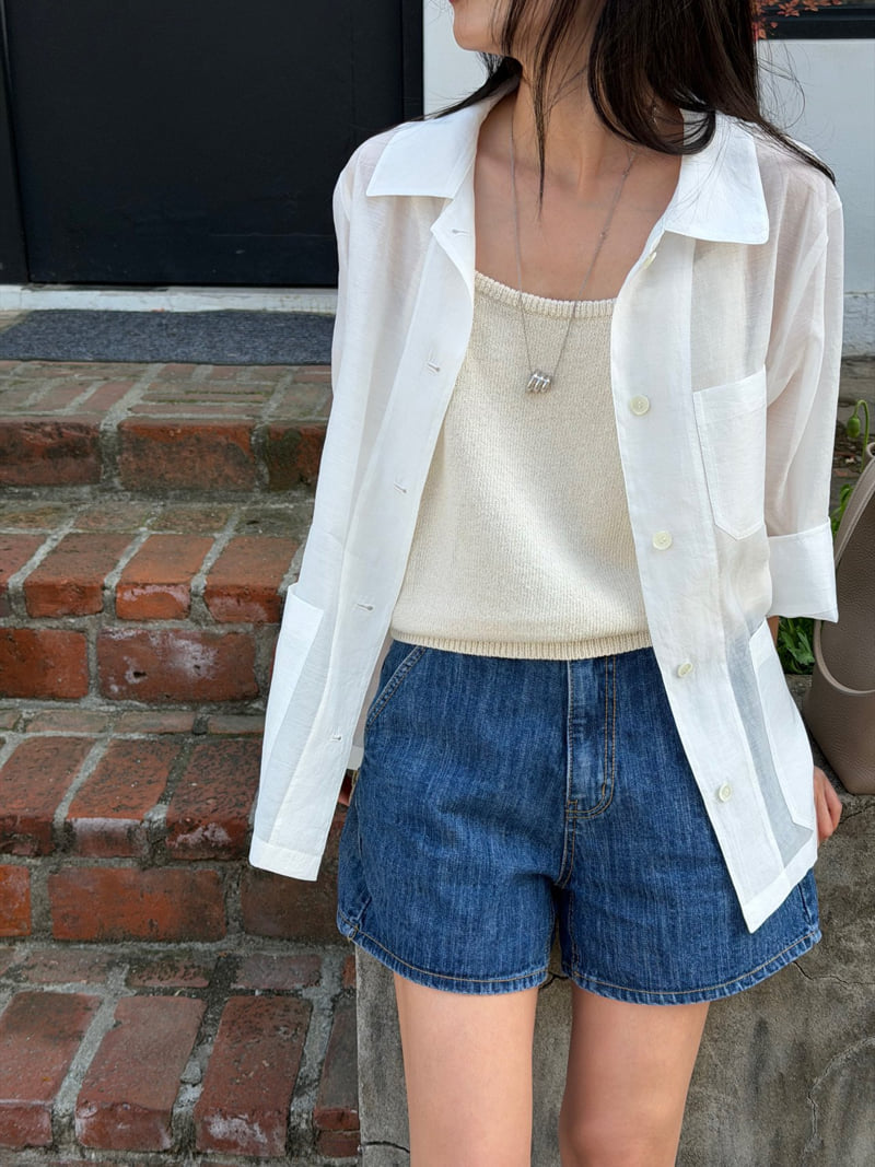 Amygrace - Korean Women Fashion - #momslook - Slub Denim Shorts - 3